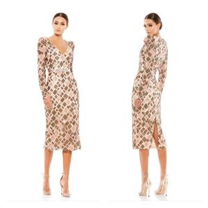 Mac Duggal 5472 NWT GEO EMBELLISHED MIDI SHEATH DRESS